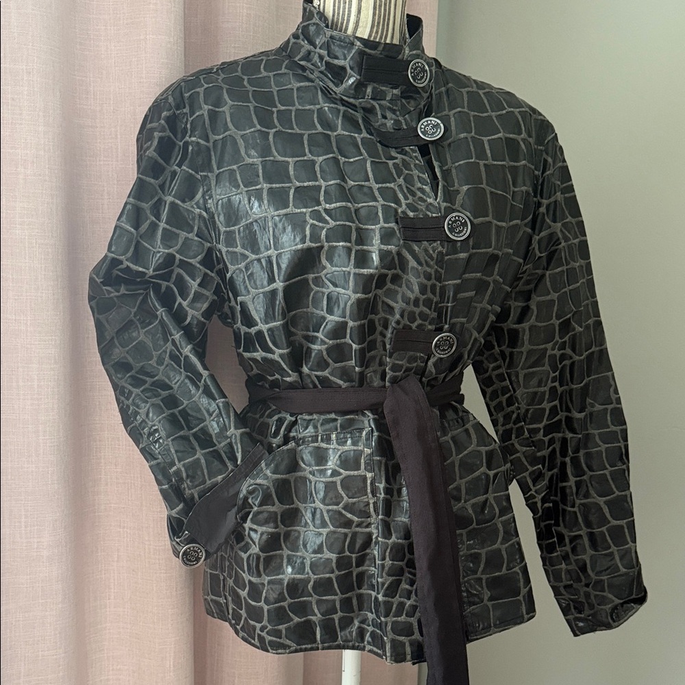 Armani Collezioni Black Croc-Embossed Jacket